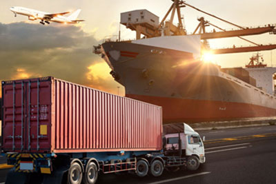 Cargo container truck at a port